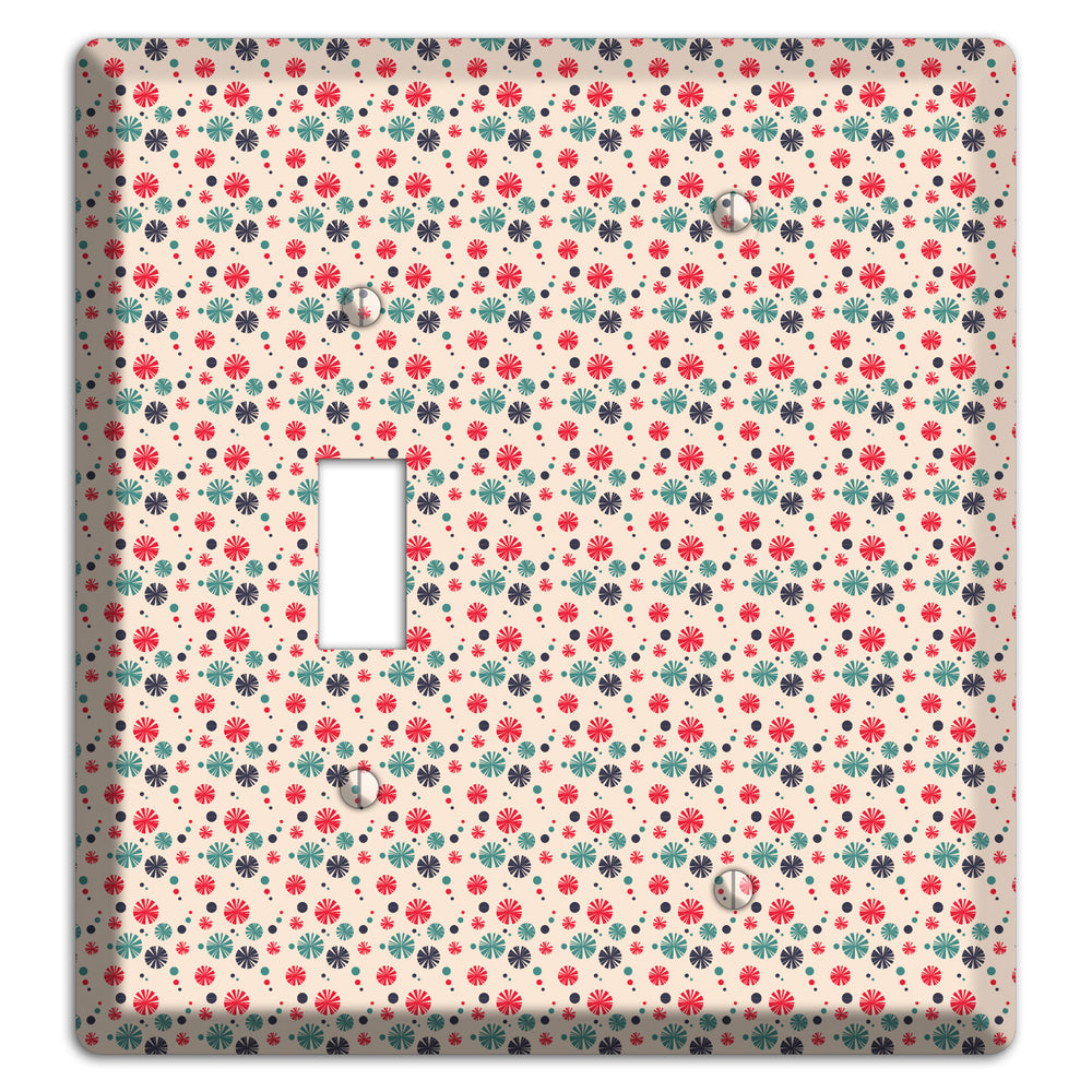 Off White with Red Green Blue Retro Bursts Toggle / Blank Wallplate