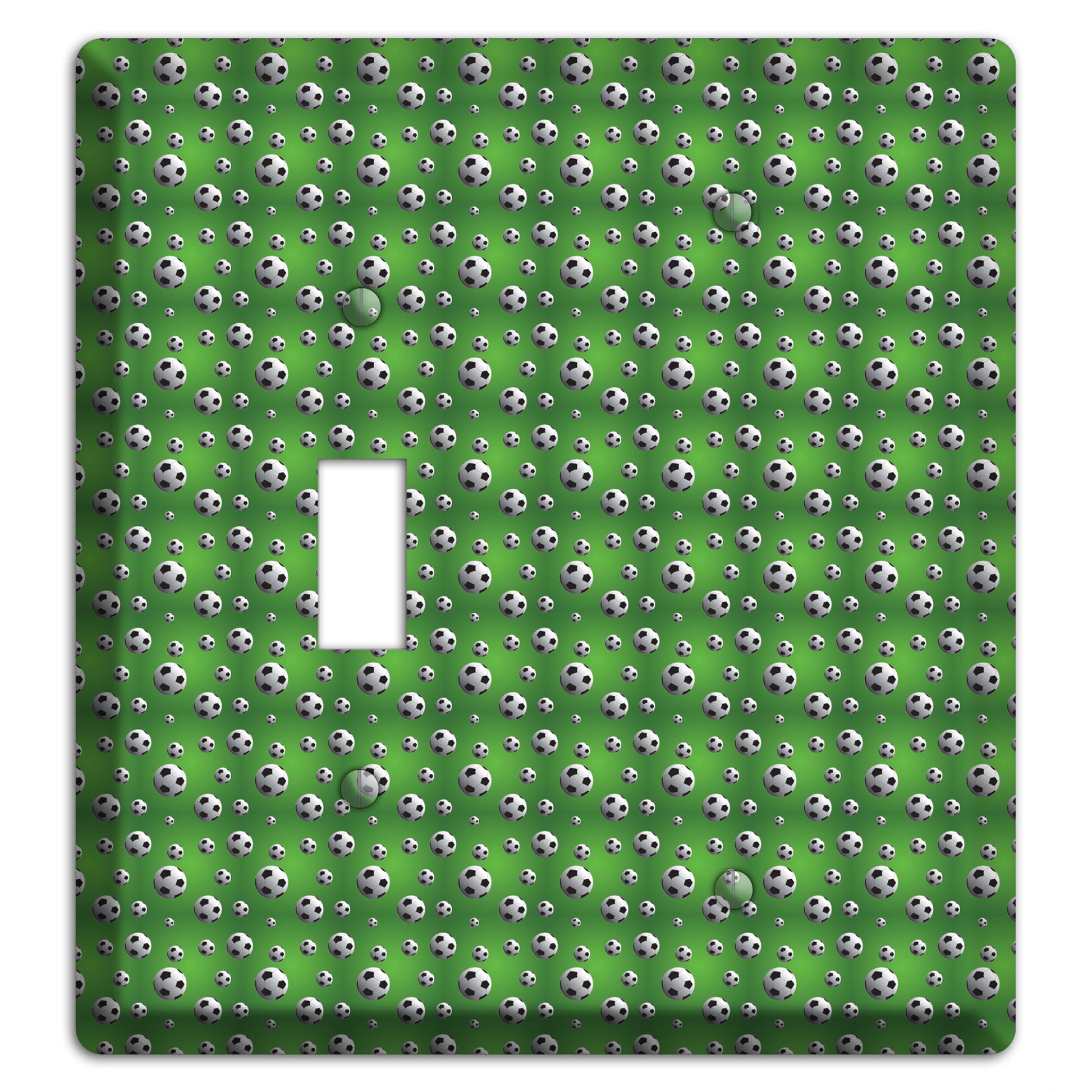 Green with Soccer Balls Toggle / Blank Wallplate