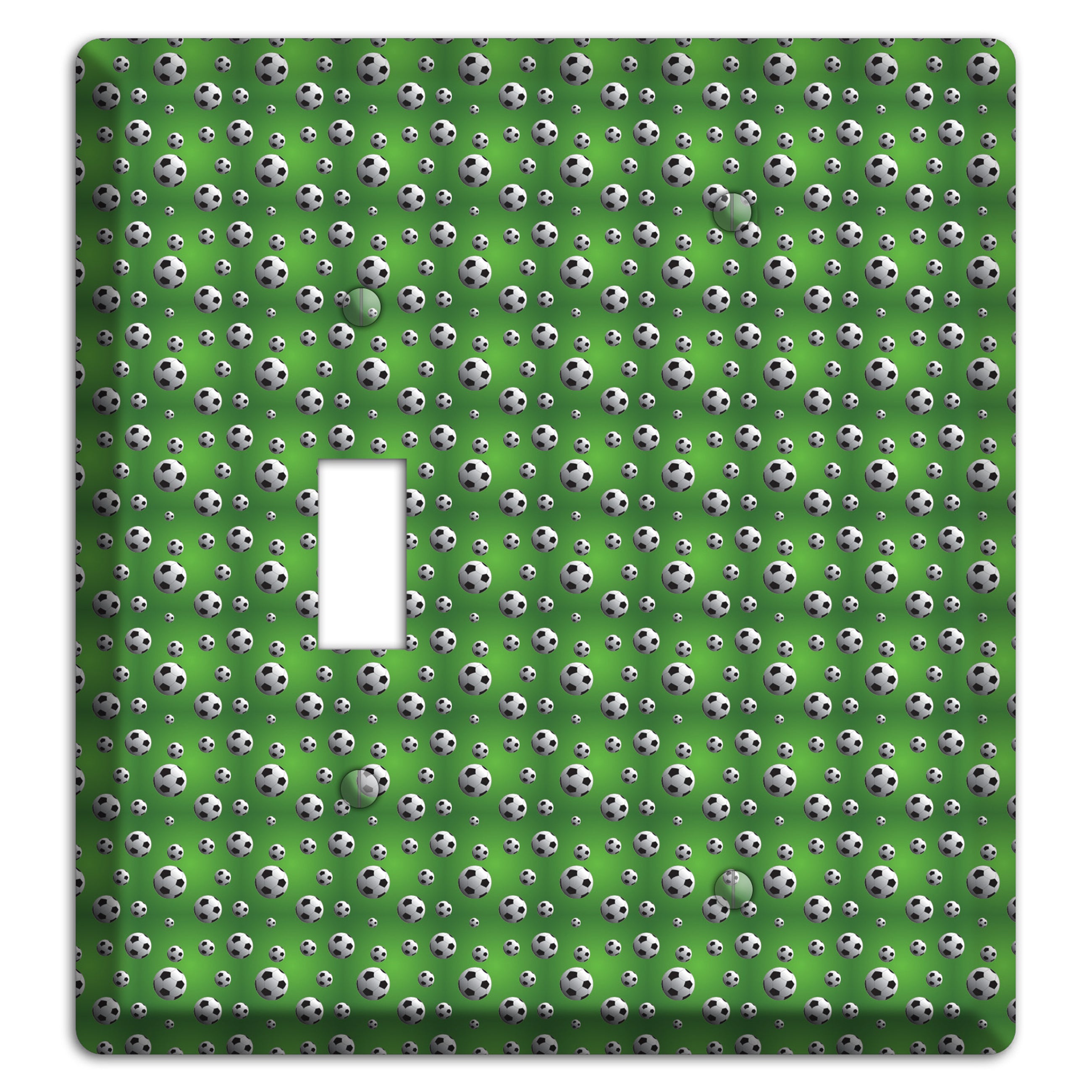 Green with Soccer Balls Toggle / Blank Wallplate