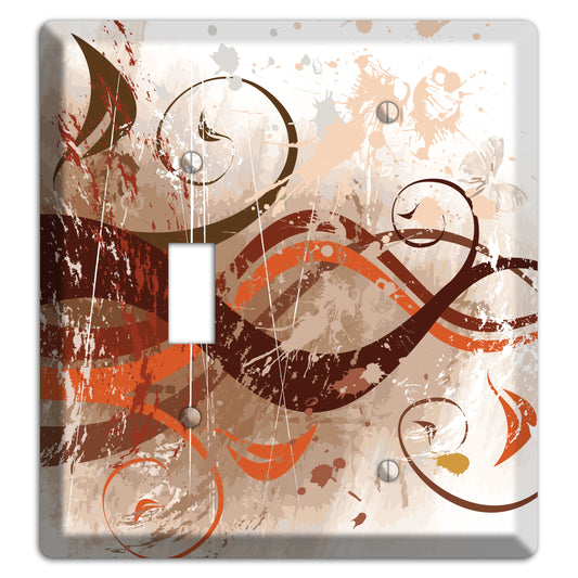 Brown Maroon Orange Swirl and Splatter Toggle / Blank Wallplate