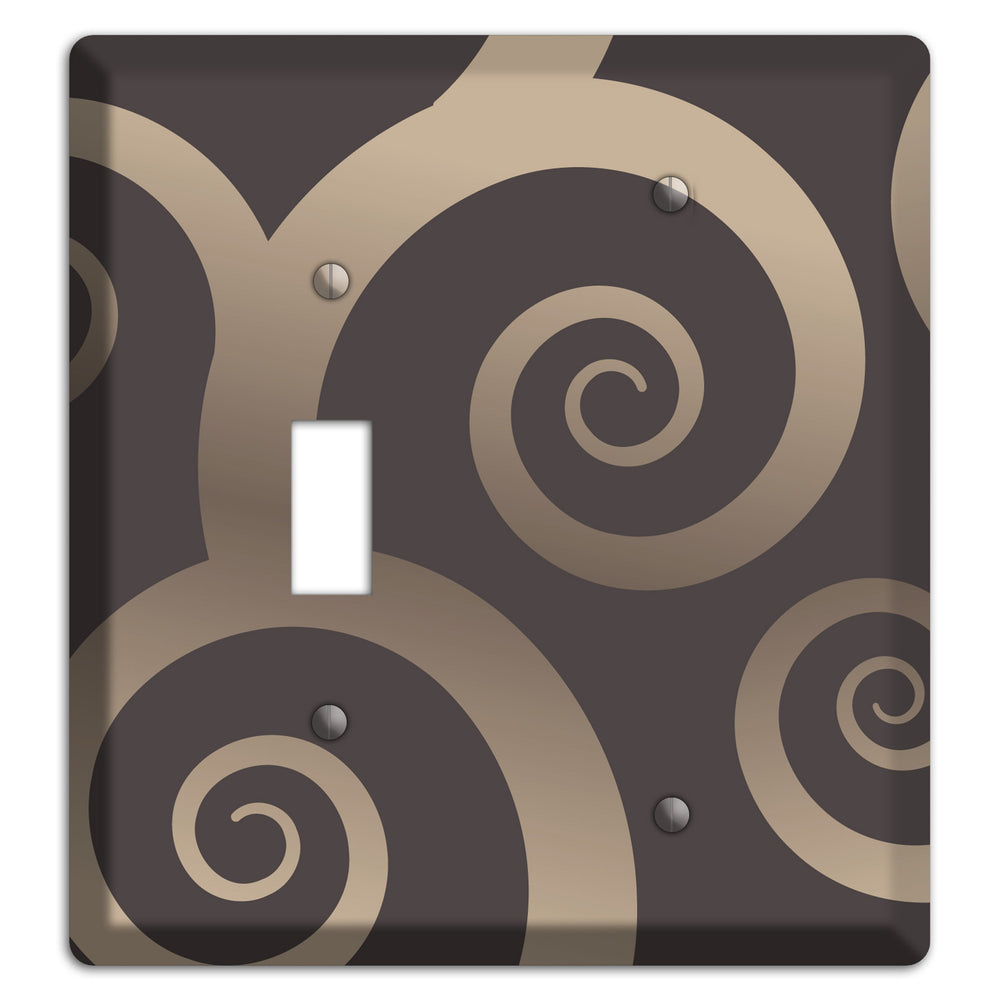 Brown with Beige Large Swirl Toggle / Blank Wallplate