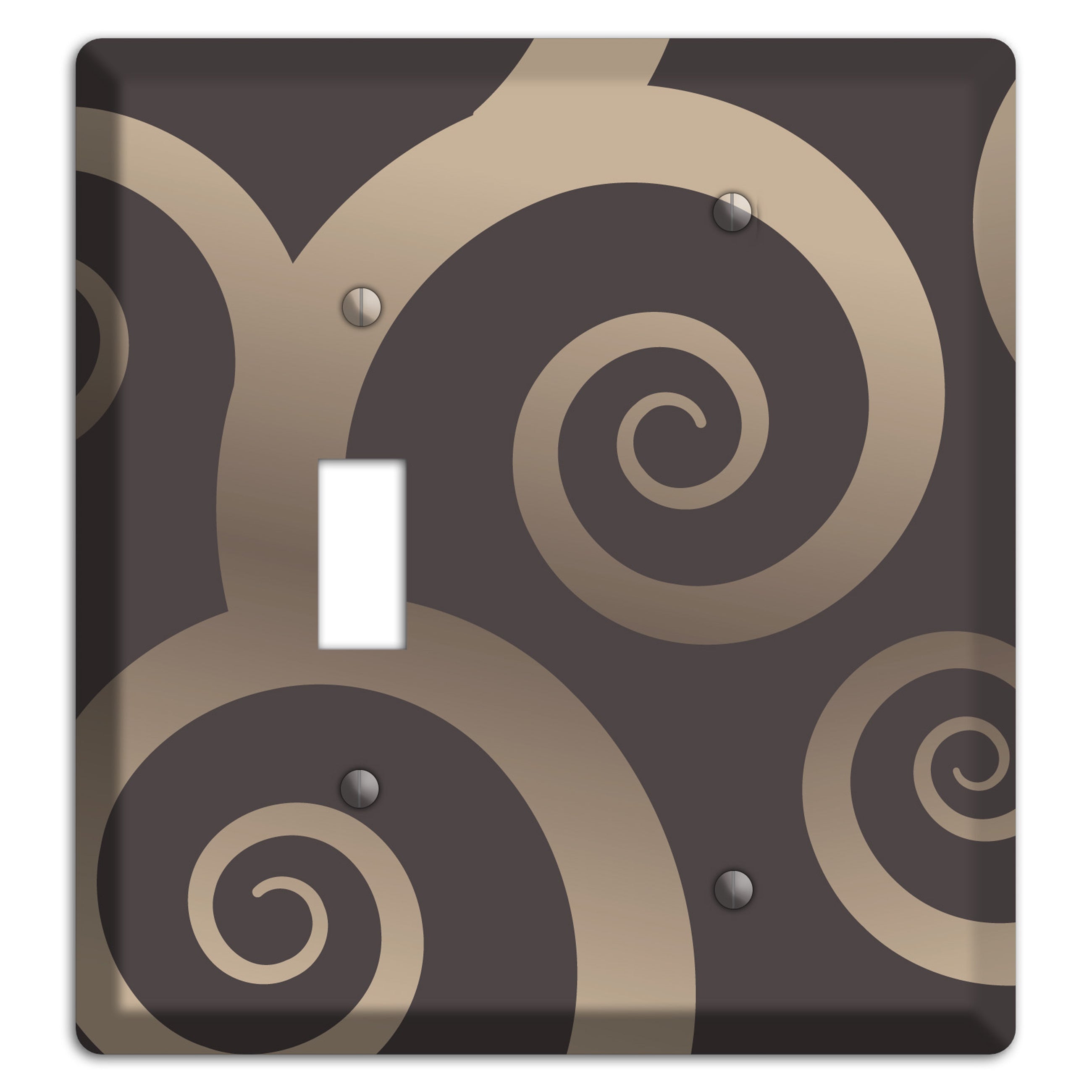Brown with Beige Large Swirl Toggle / Blank Wallplate
