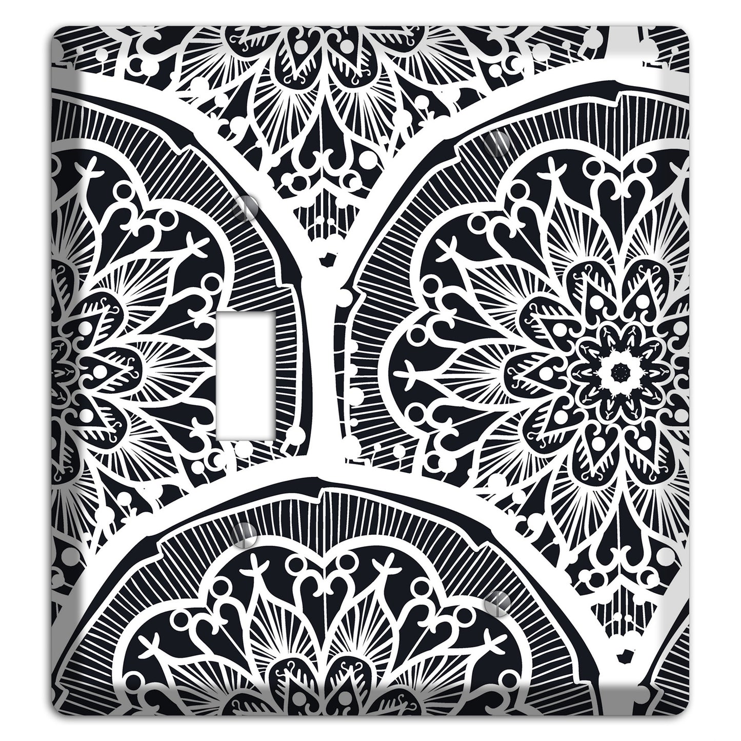 Mandala Black and White Style O Cover Plates Toggle / Blank Wallplate
