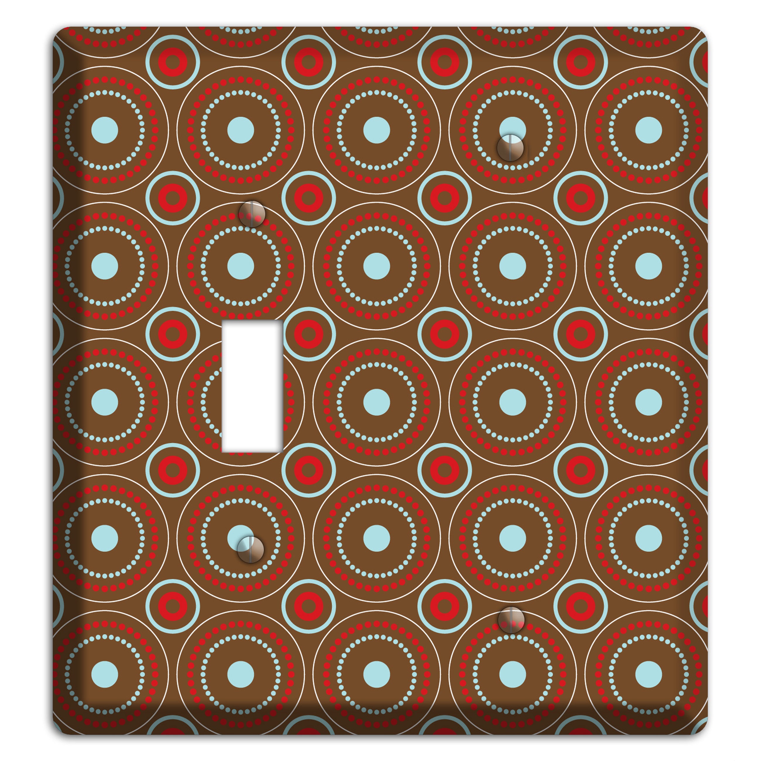 Brown with Red and Dusty Blue Retro Suzani Toggle / Blank Wallplate
