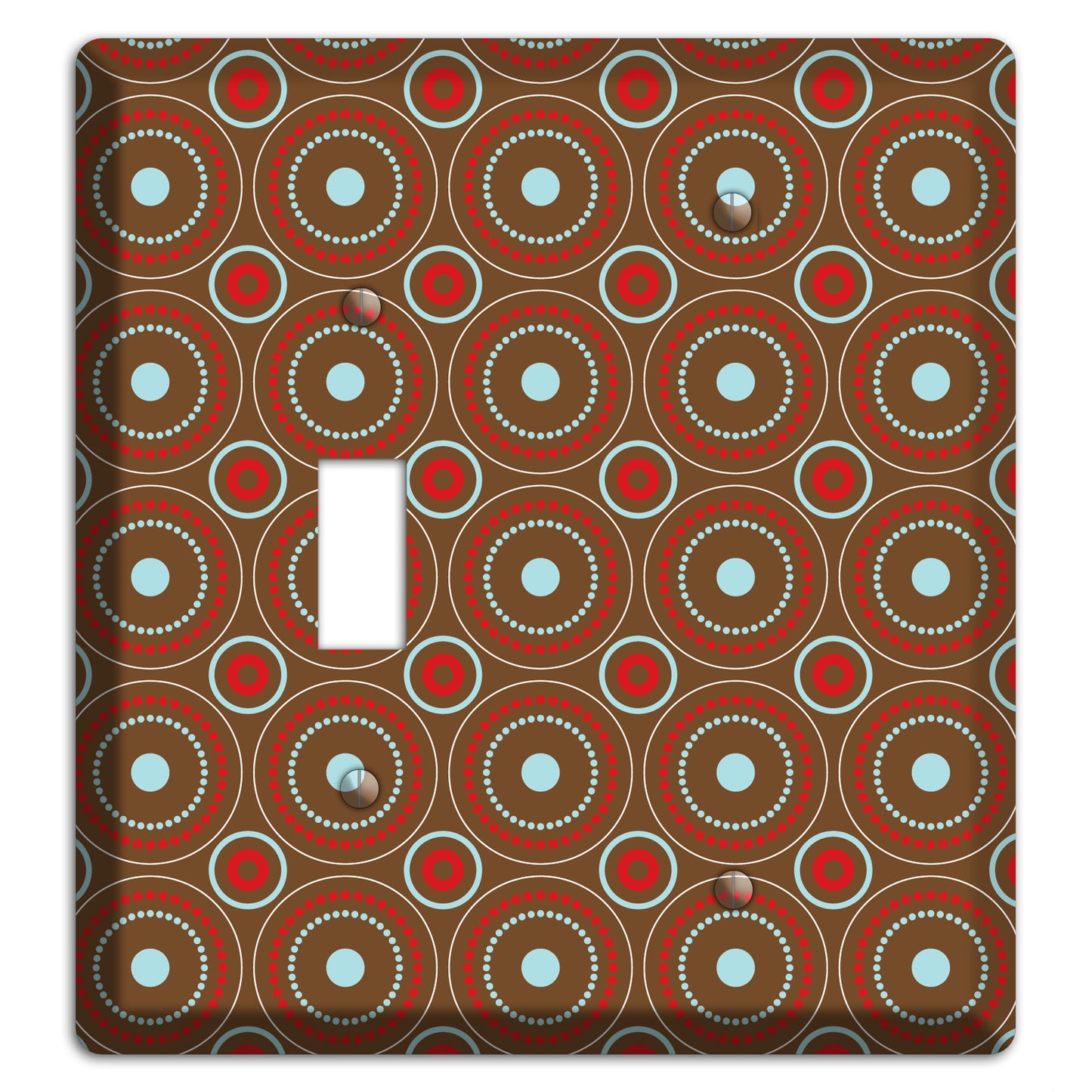 Brown with Red and Dusty Blue Retro Suzani Toggle / Blank Wallplate