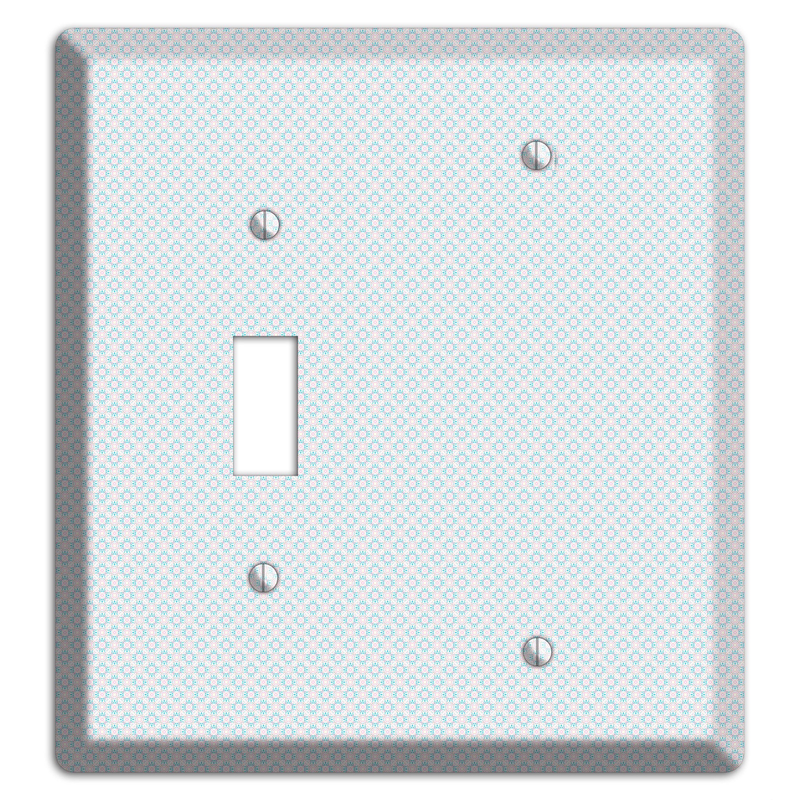 White with Light Blue Tiny Arabesque Toggle / Blank Wallplate