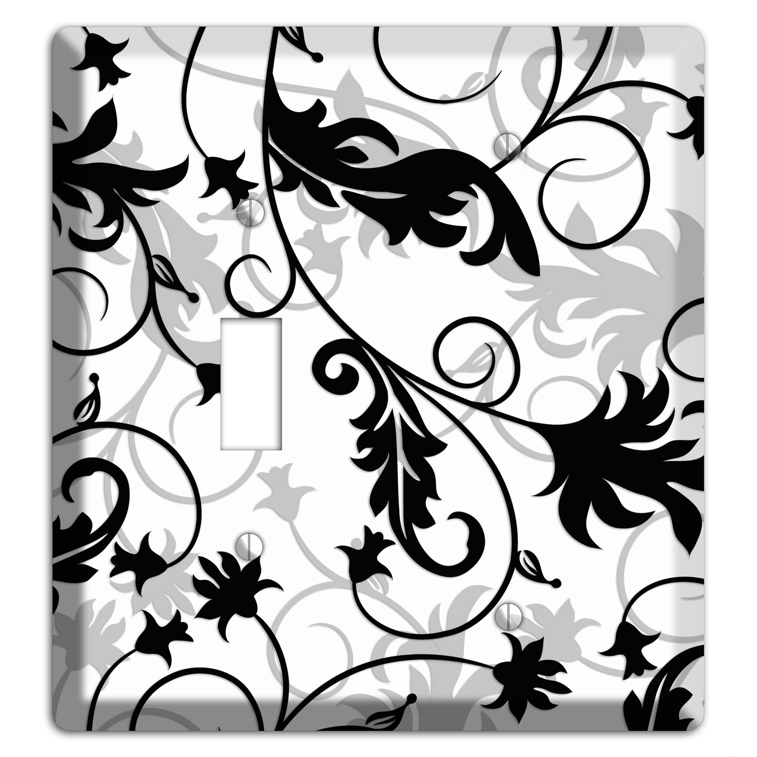 Black White and Grey Victorian Sprig Toggle / Blank Wallplate