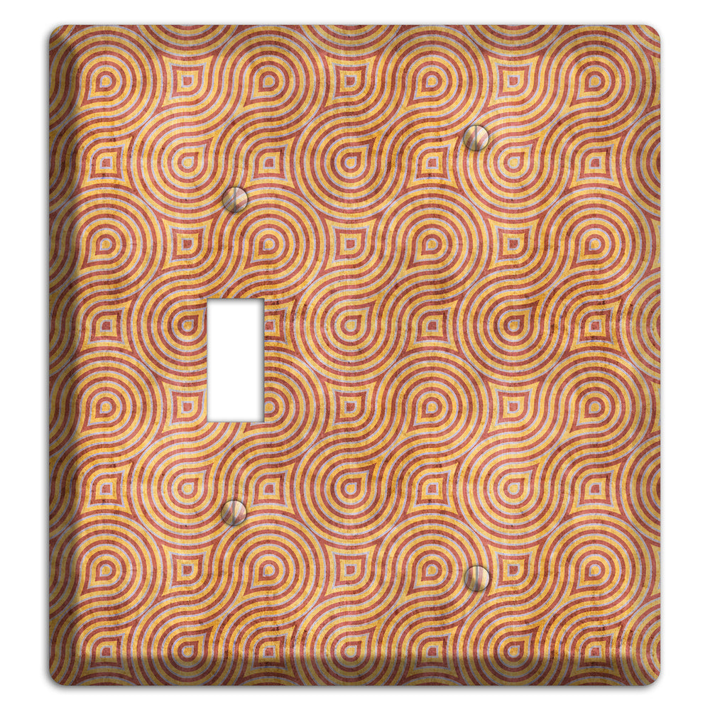 Beige and Red Swirl Toggle / Blank Wallplate