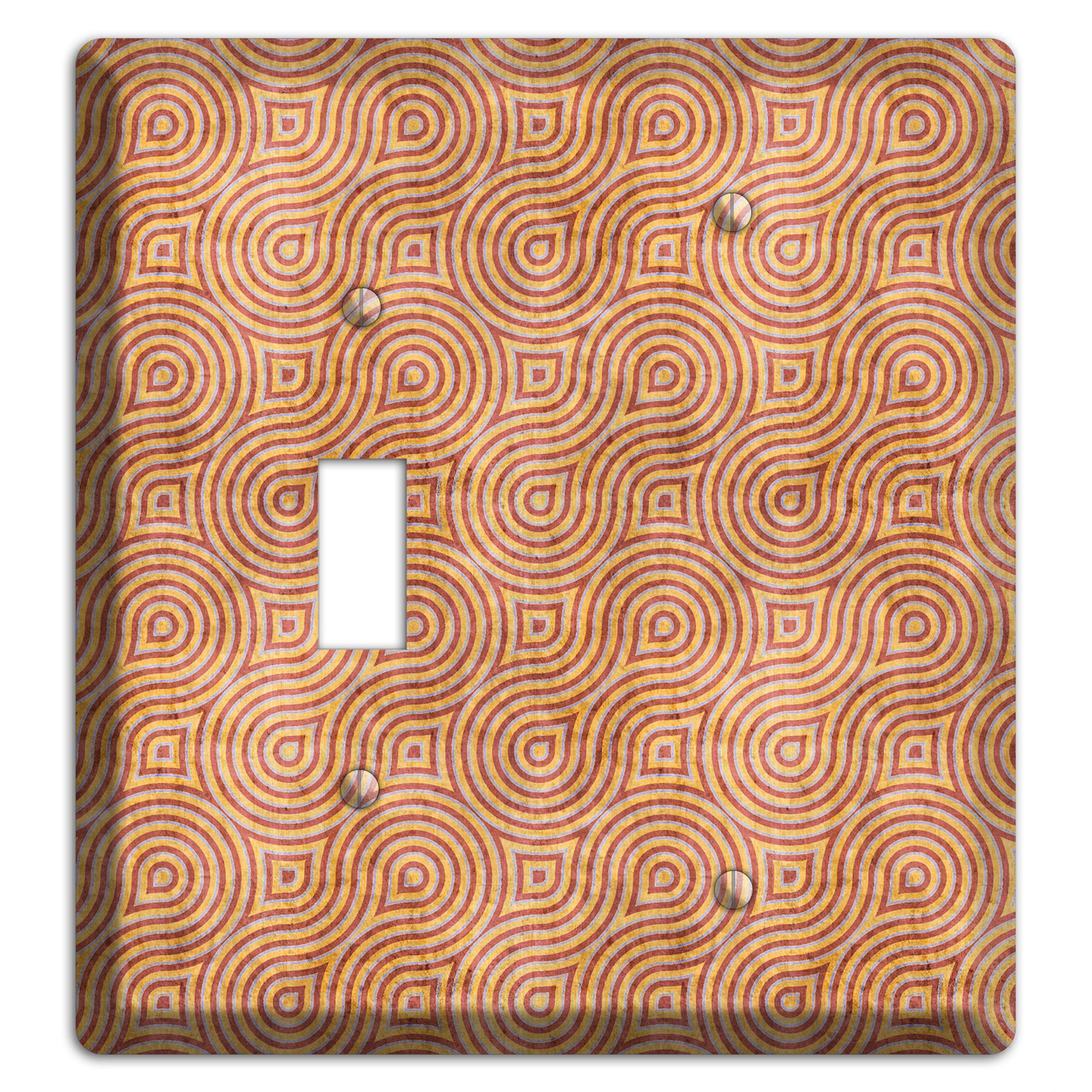 Beige and Red Swirl Toggle / Blank Wallplate