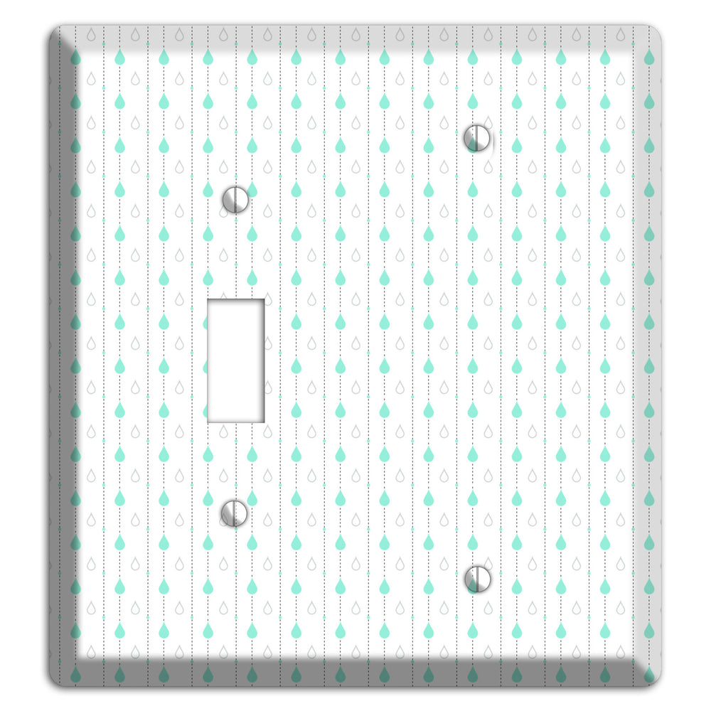 White and Blue Drops 2 Toggle / Blank Wallplate