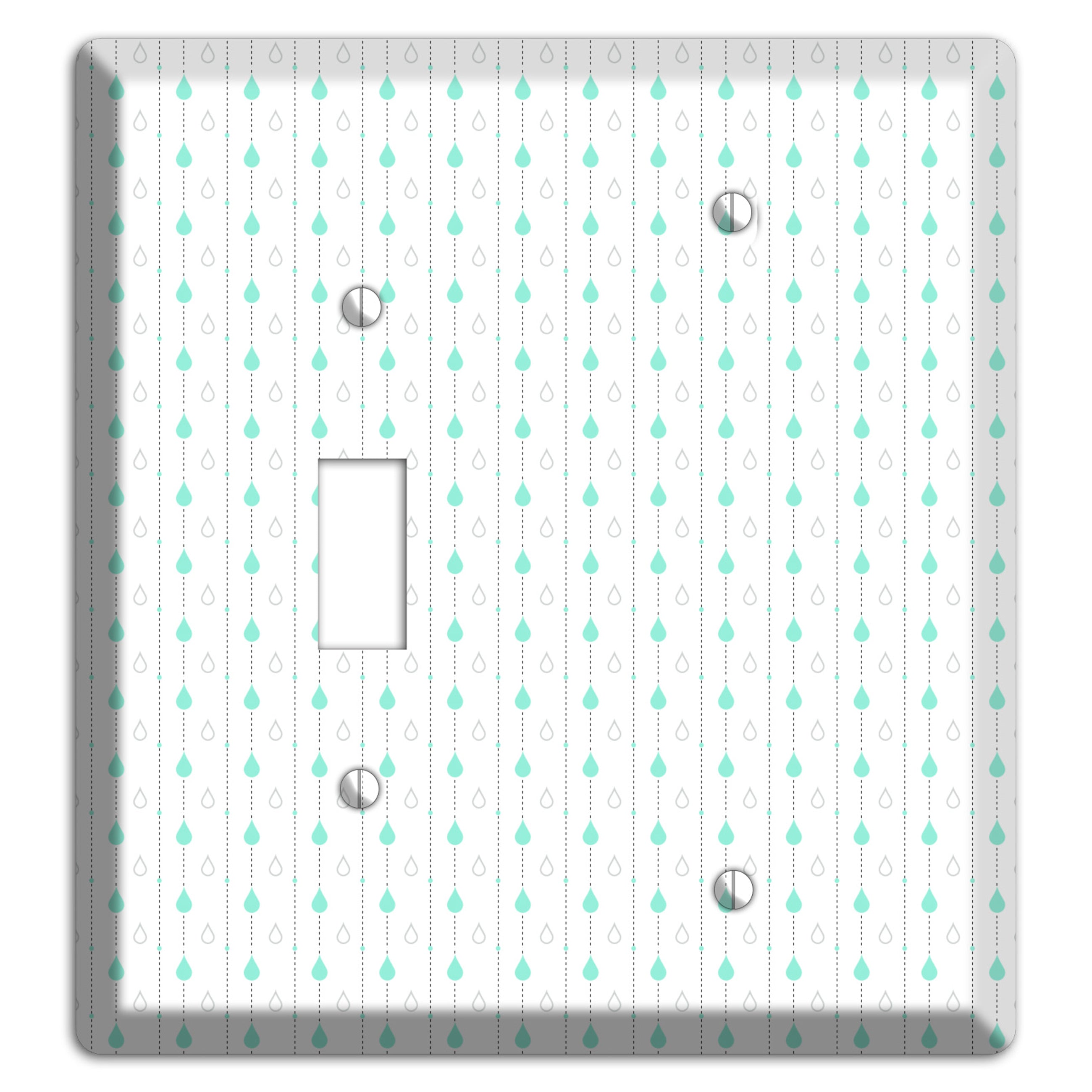 White and Blue Drops 2 Toggle / Blank Wallplate