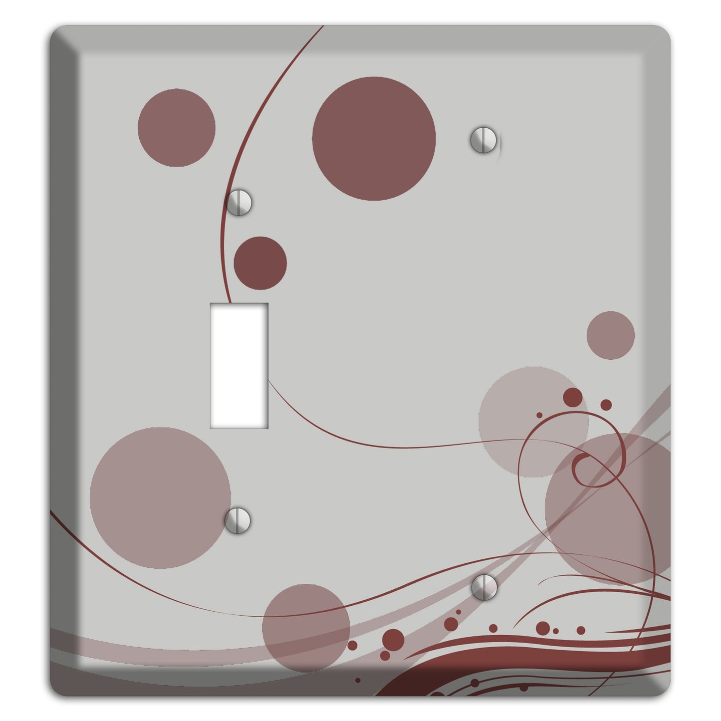 Grey with Maroon Dots and Swirls Toggle / Blank Wallplate