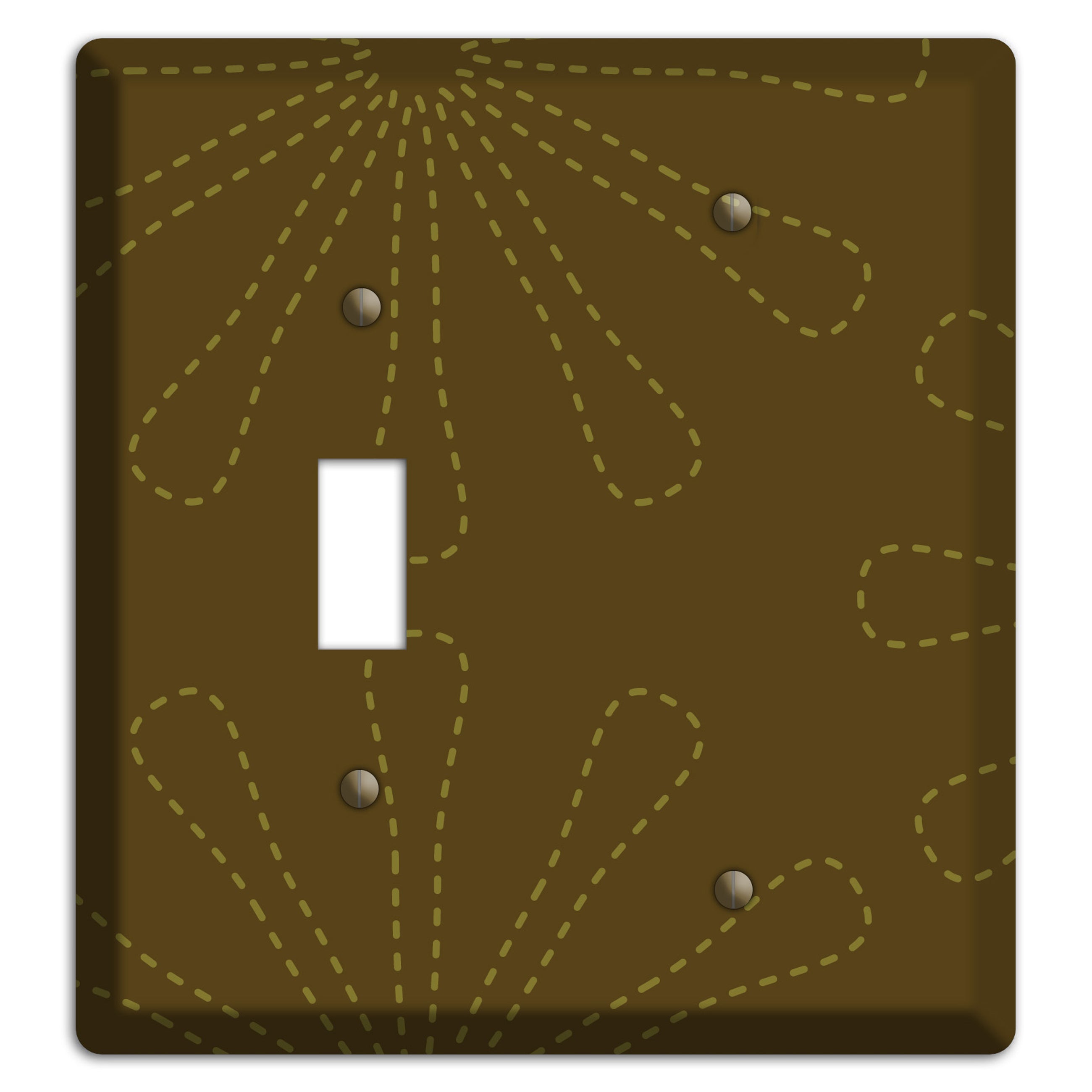Brown Retro Stipple Floral Contour Toggle / Blank Wallplate