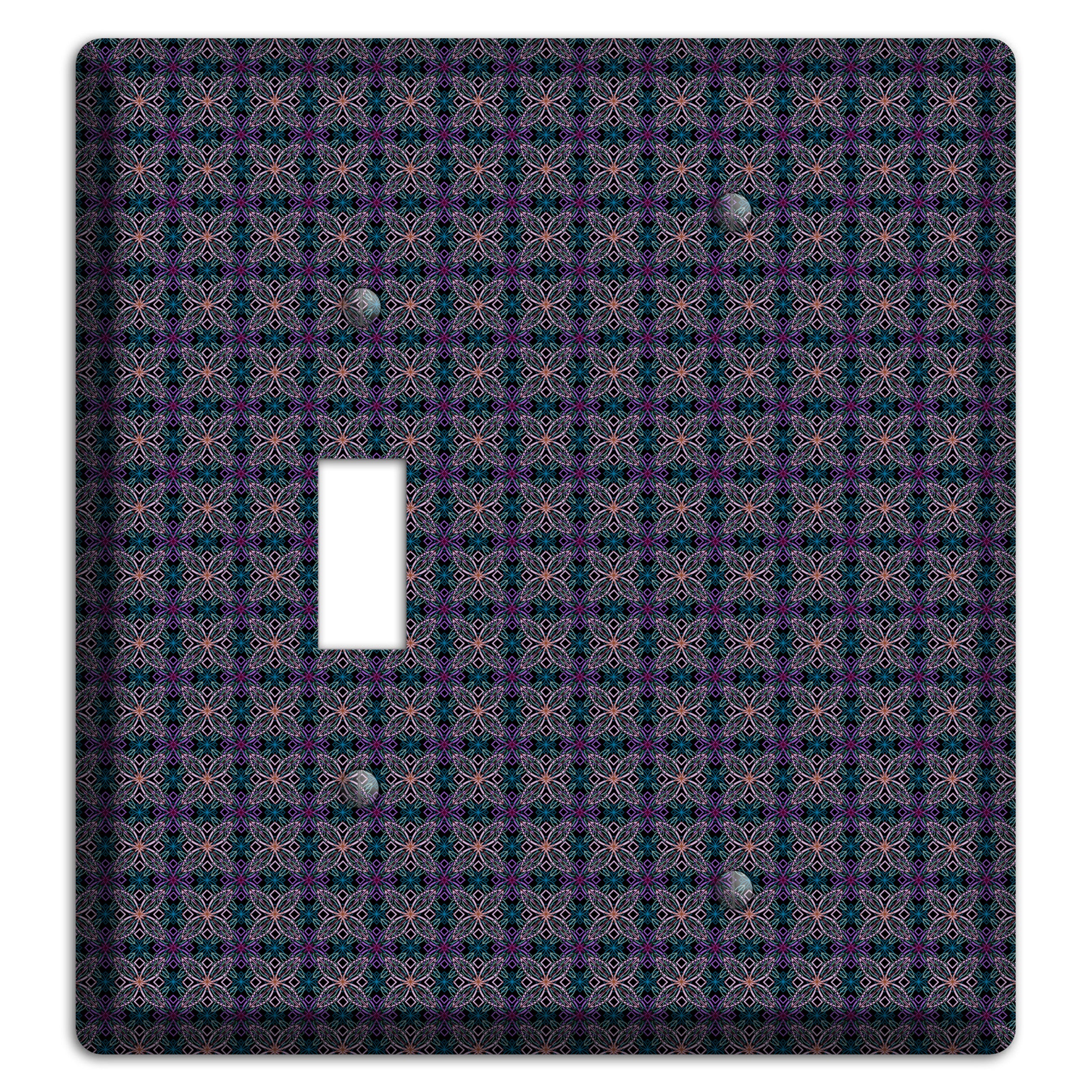 Purple and Green Tiled Floral Foulard Toggle / Blank Wallplate