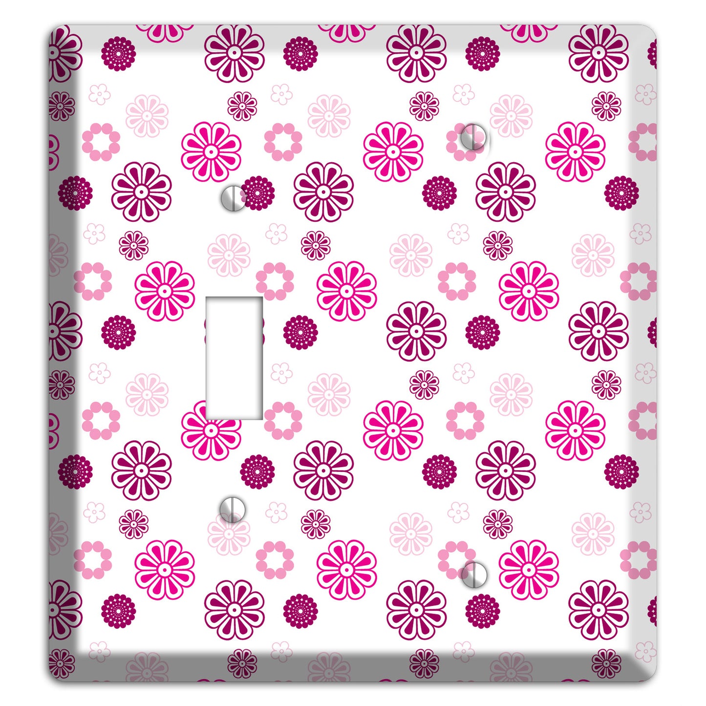 Maroon and Pink Retro Floral Toggle / Blank Wallplate