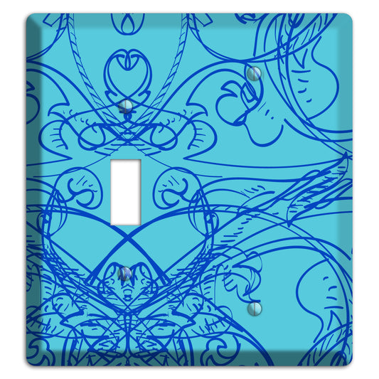 Turquoise Deco Sketch Toggle / Blank Wallplate