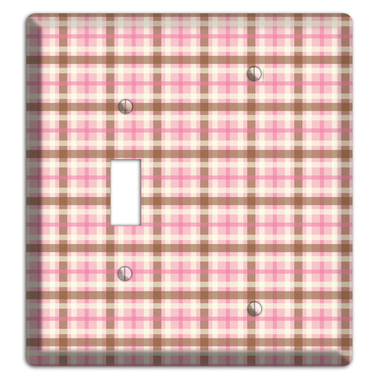 Pink and Brown Plaid Toggle / Blank Wallplate