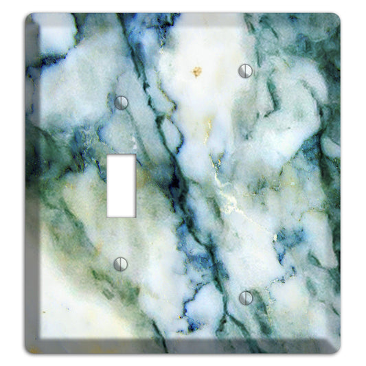 White, Green and Blue Marble Toggle / Blank Wallplate