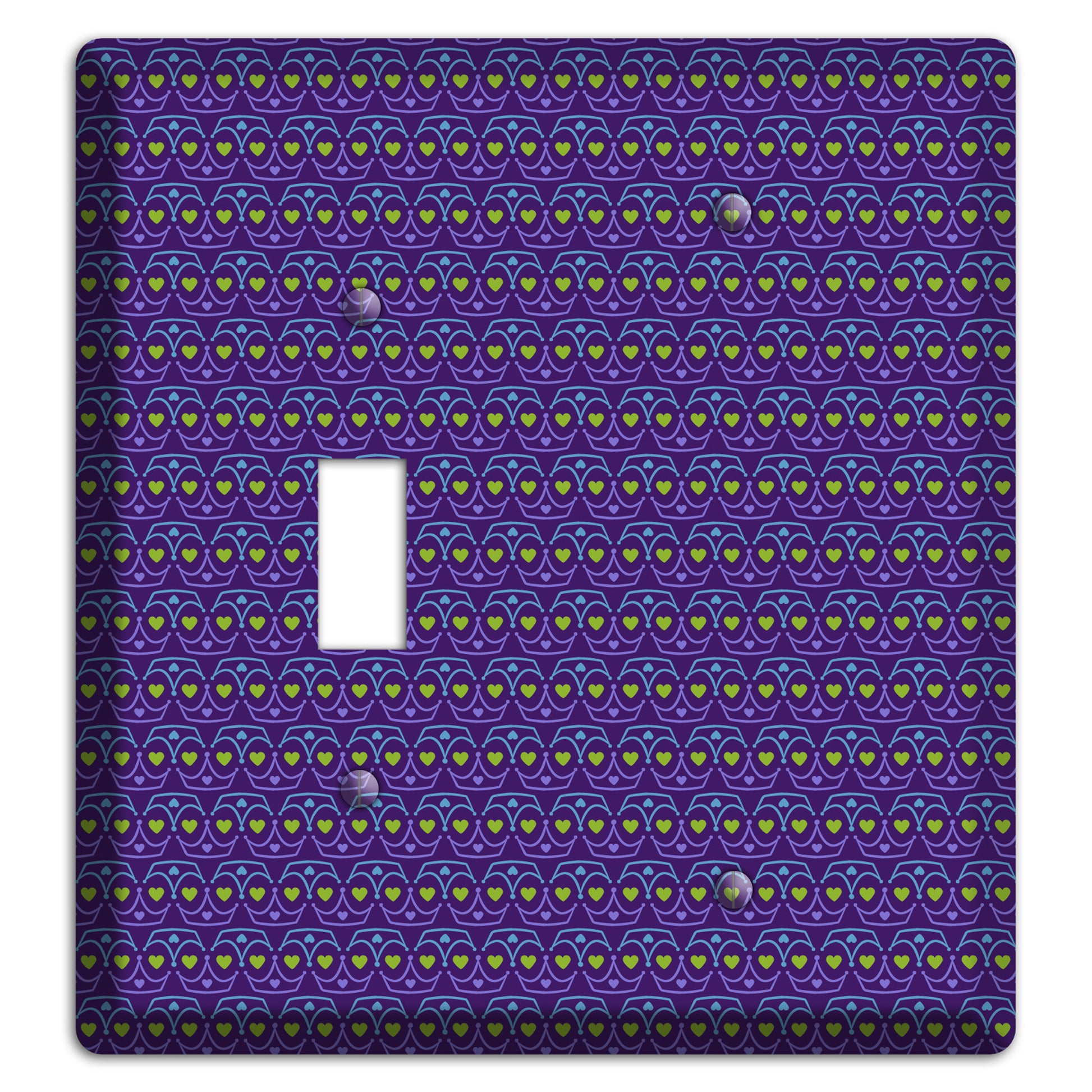 Purple Blue and Green Geometric Hearts Toggle / Blank Wallplate