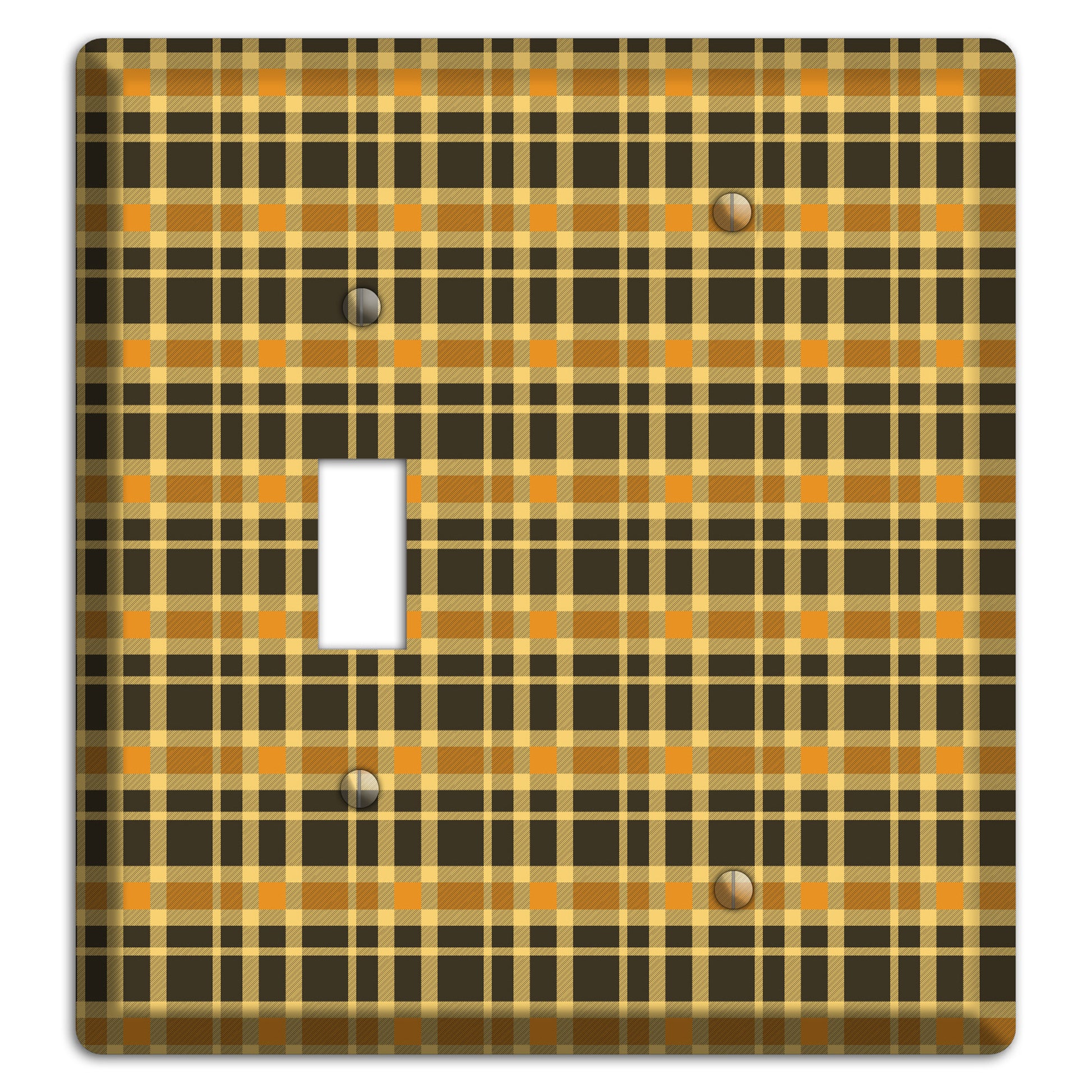Mustard and Black Plaid Toggle / Blank Wallplate