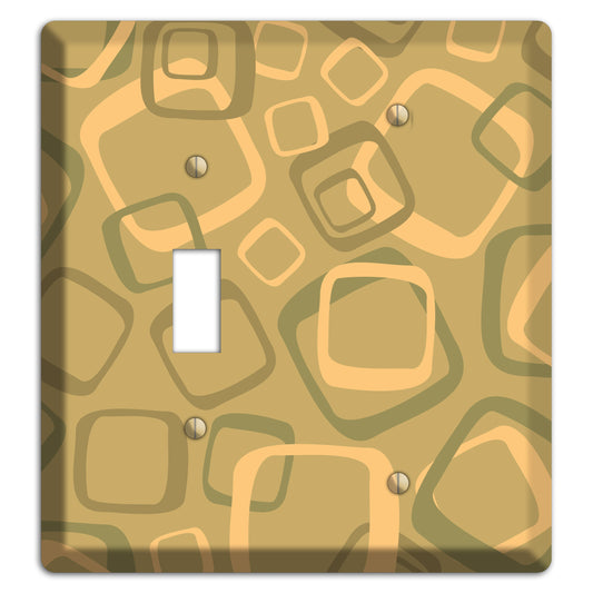 Multi Olive Random Retro Squares Toggle / Blank Wallplate