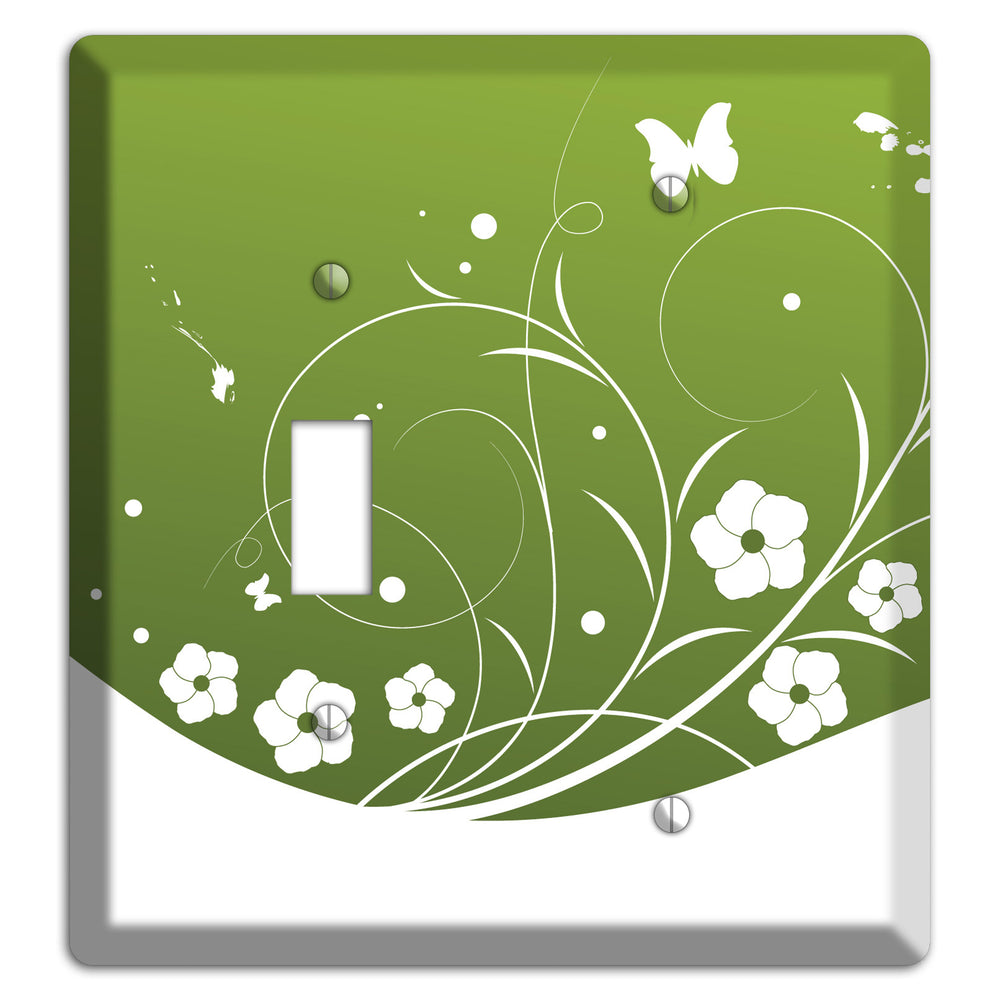 Green Floral Sprig Toggle / Blank Wallplate
