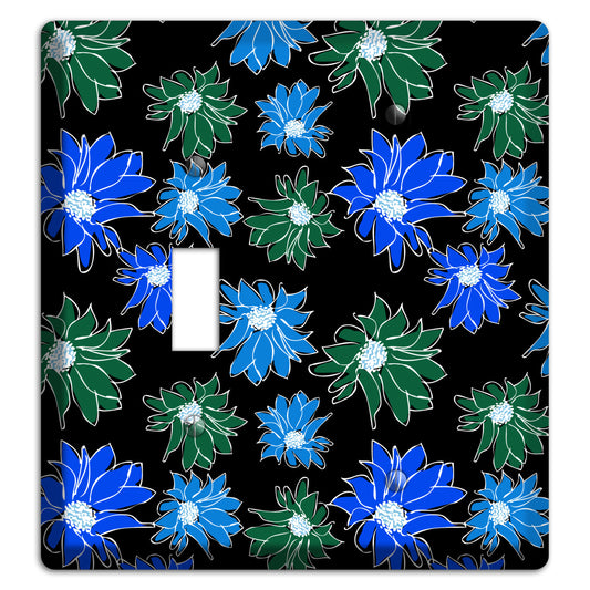 Blue and Green Flowers Toggle / Blank Wallplate