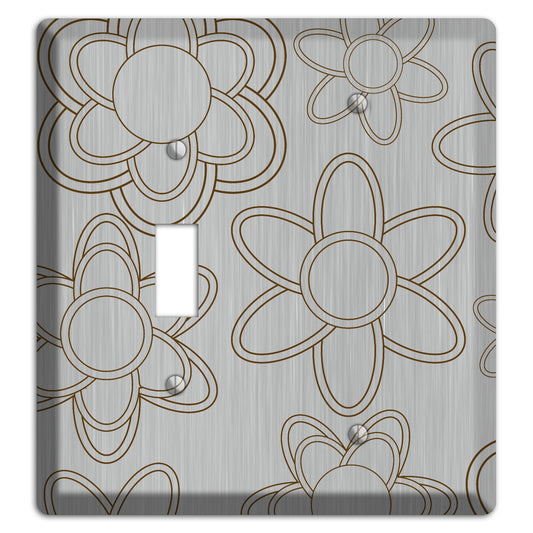 Retro Floral Contour  Stainless Toggle / Blank Wallplate