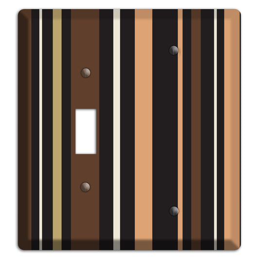 Multi Brown and Coral Vertical Stripe Toggle / Blank Wallplate