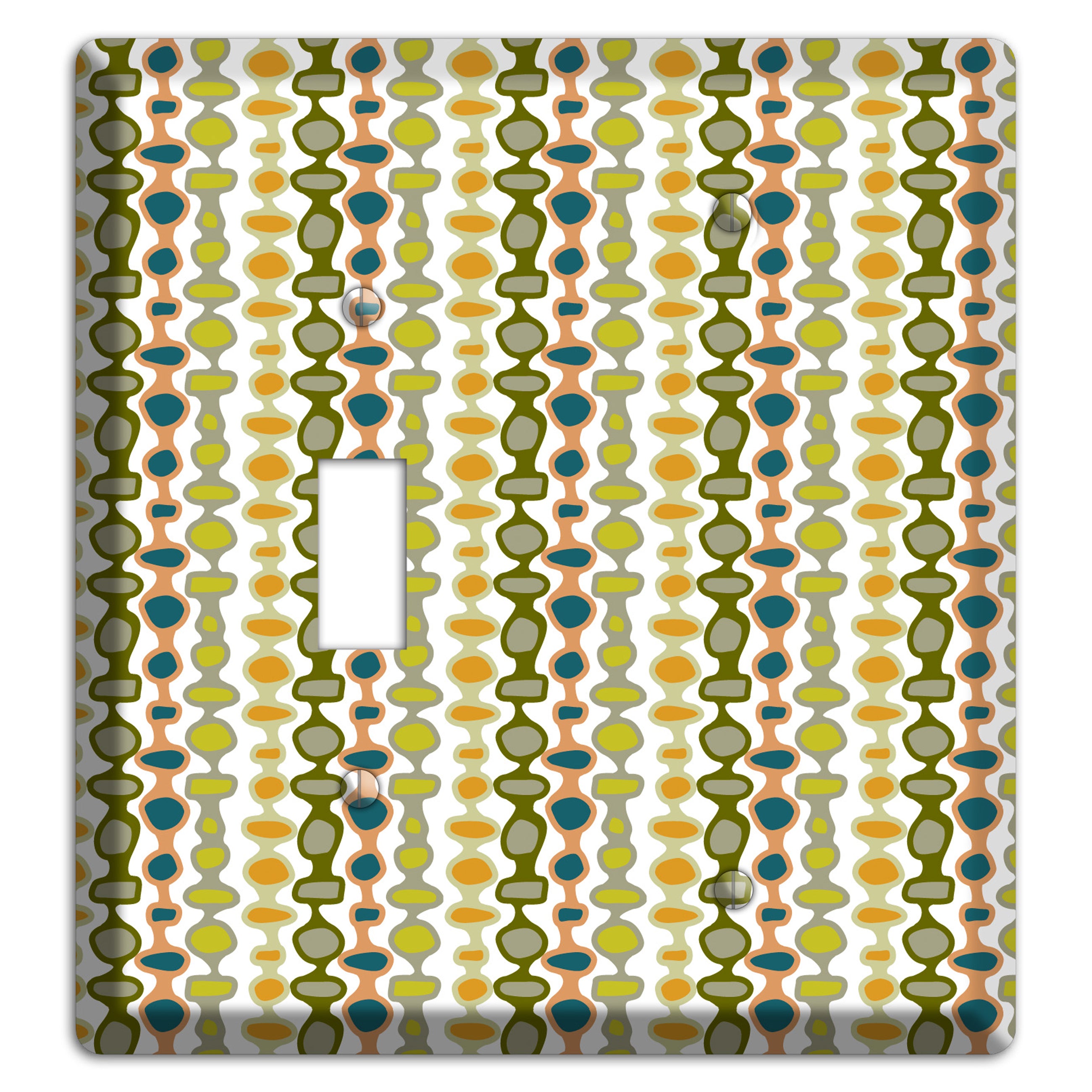 Multi Olive and Mustard Bead and Reel Toggle / Blank Wallplate