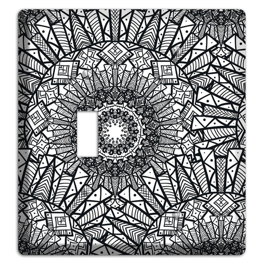 Mandala Black and White Style X Cover Plates Toggle / Blank Wallplate