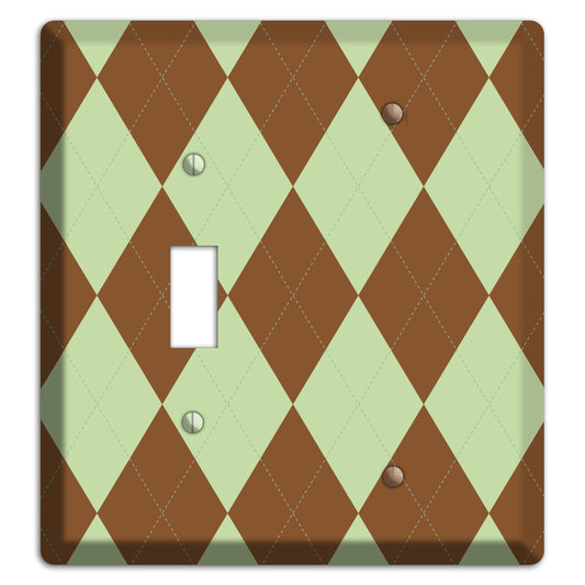 Brown and Green Argyle Toggle / Blank Wallplate