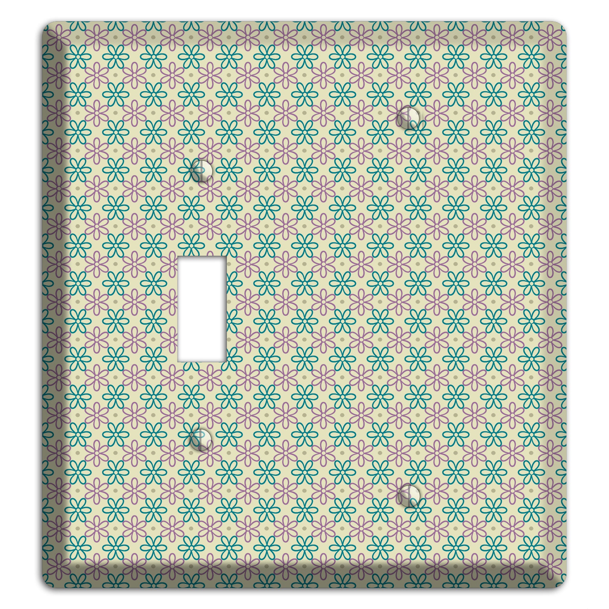 Large Green and Lavender Foulard Toggle / Blank Wallplate