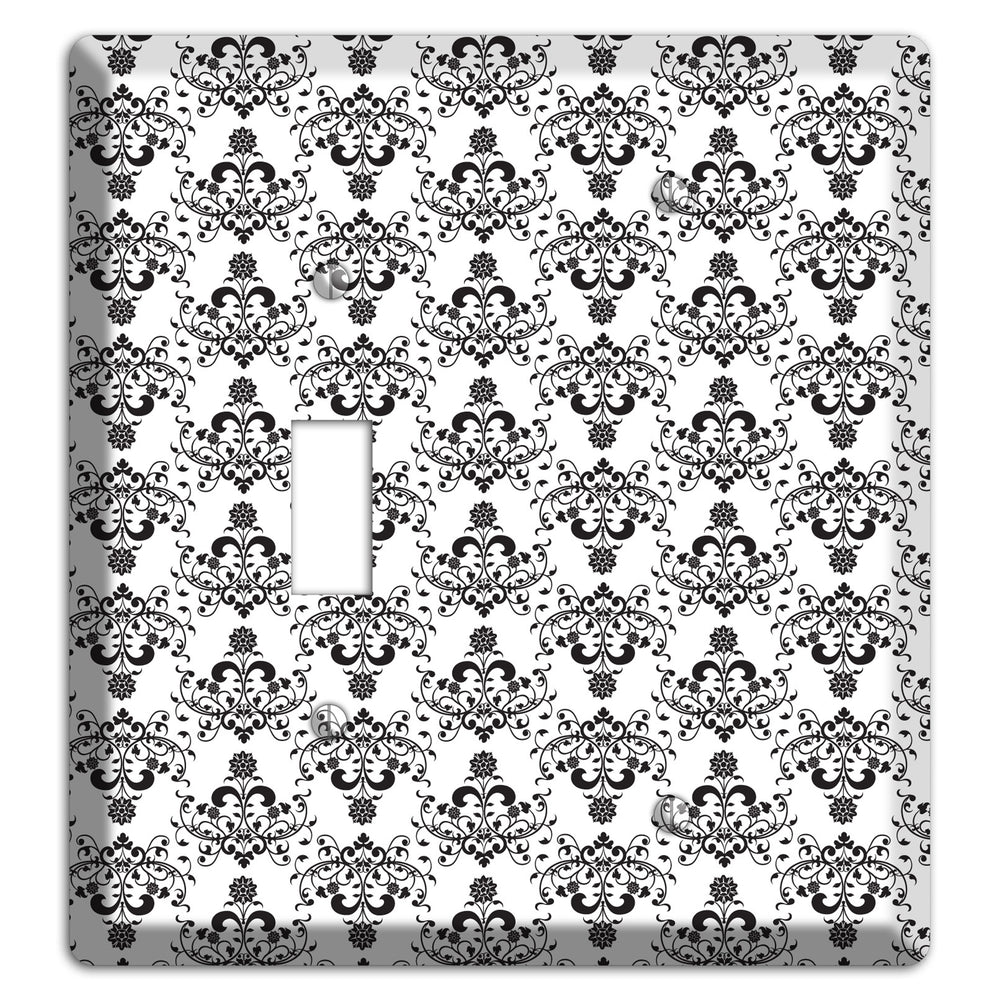 White with Black Cartouche Half Drop Toggle / Blank Wallplate