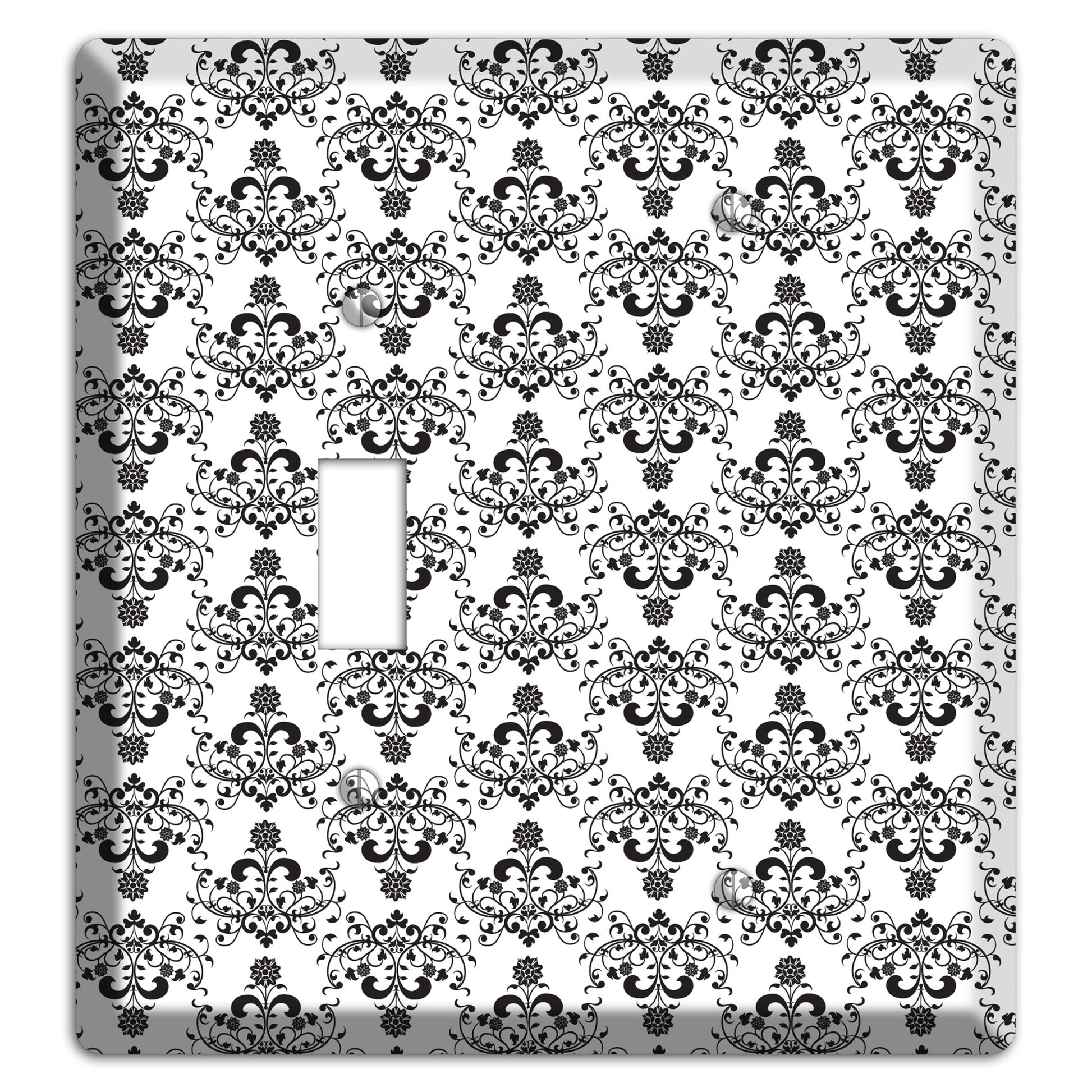 White with Black Cartouche Half Drop Toggle / Blank Wallplate