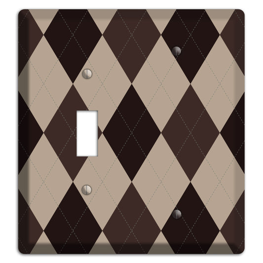 Brown and Beige Argyle Toggle / Blank Wallplate