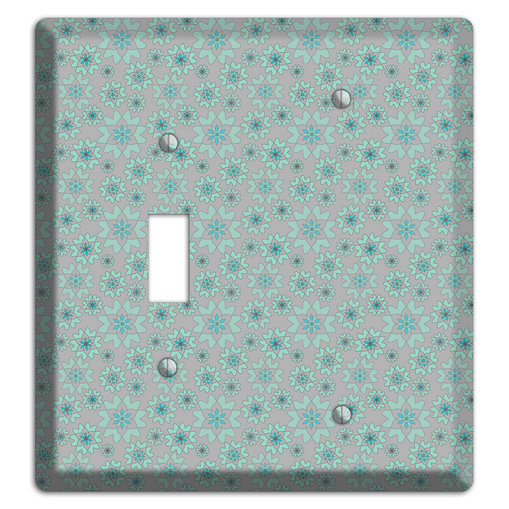 Grey with Tiny Aqua Retro Suzani 2 Toggle / Blank Wallplate