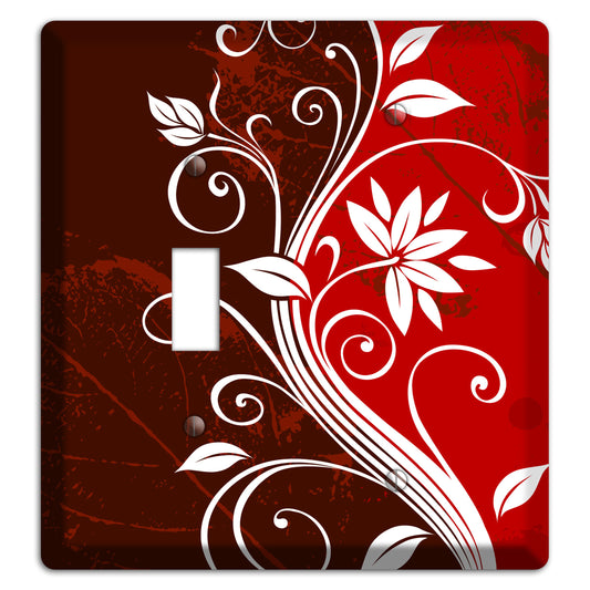 Burgundy and Red Deco Floral Toggle / Blank Wallplate