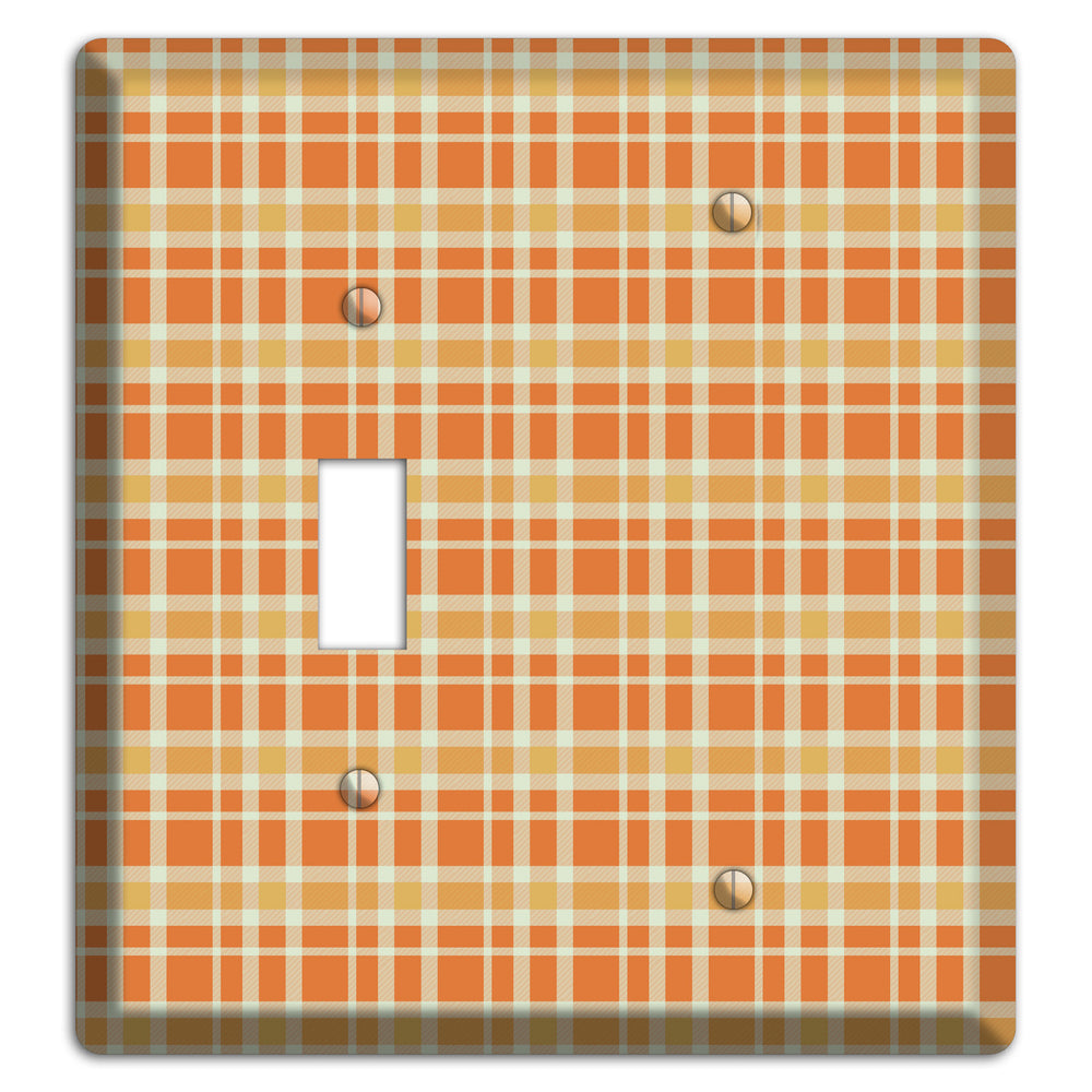Orange and Beige Plaid Toggle / Blank Wallplate