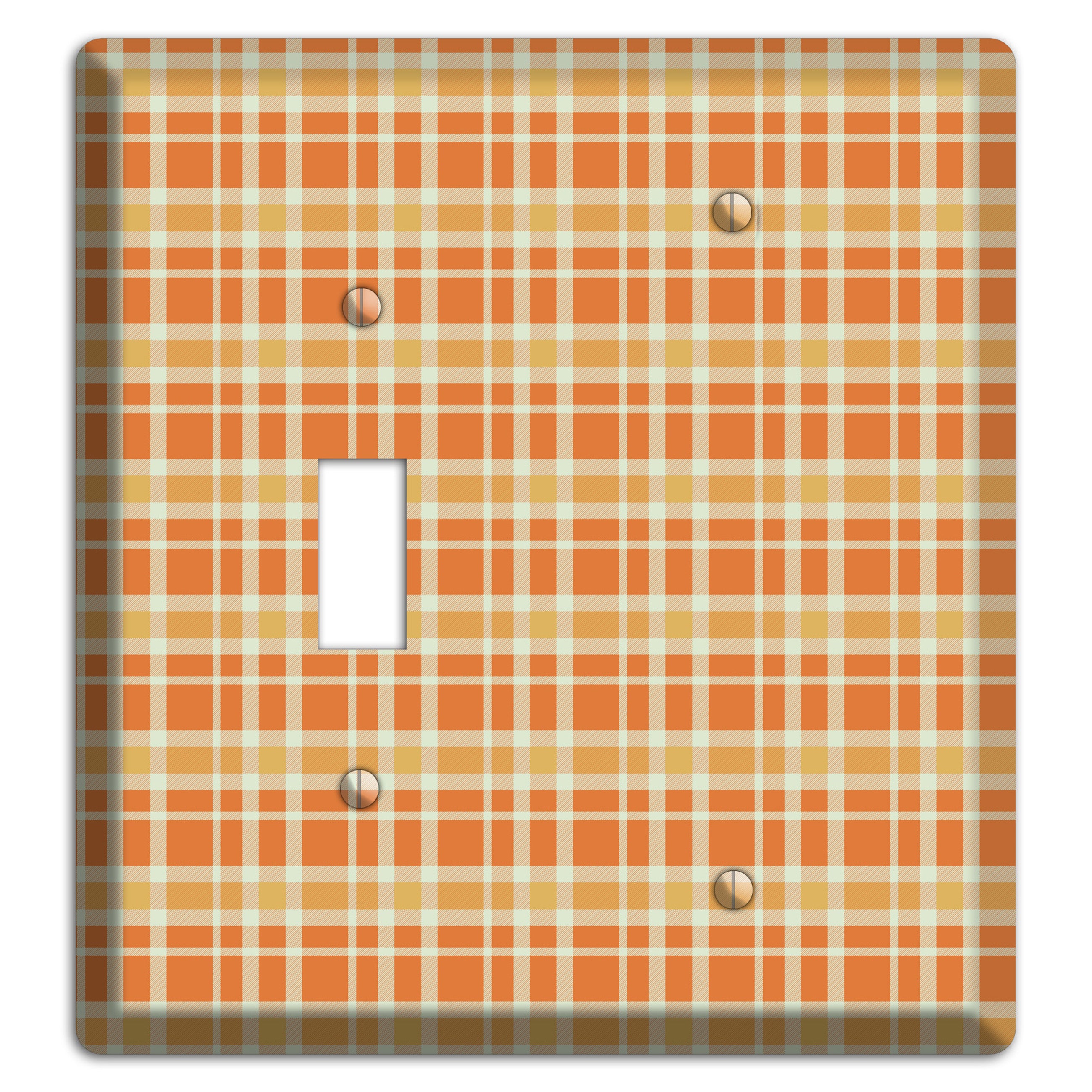 Orange and Beige Plaid Toggle / Blank Wallplate