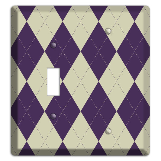 Purple and Tan Argyle Toggle / Blank Wallplate
