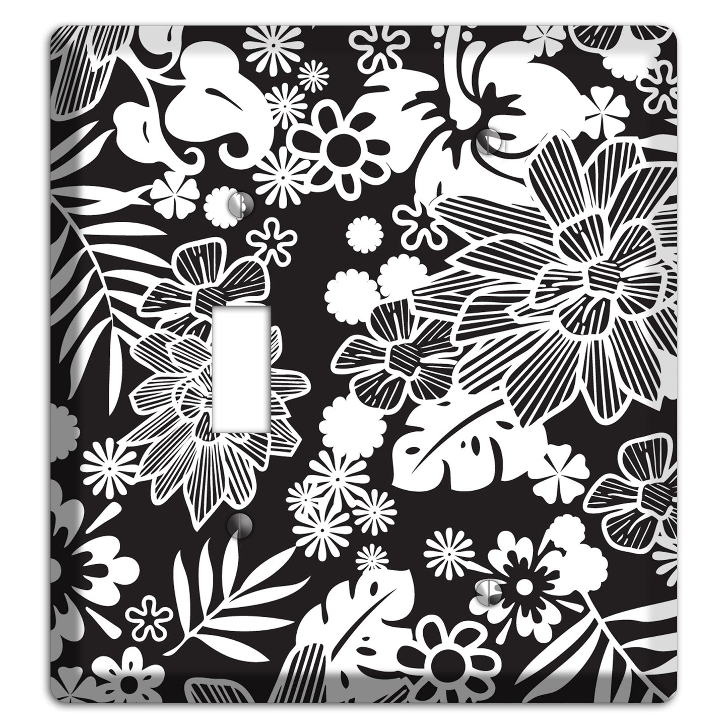 Black with White Tropical Toggle / Blank Wallplate