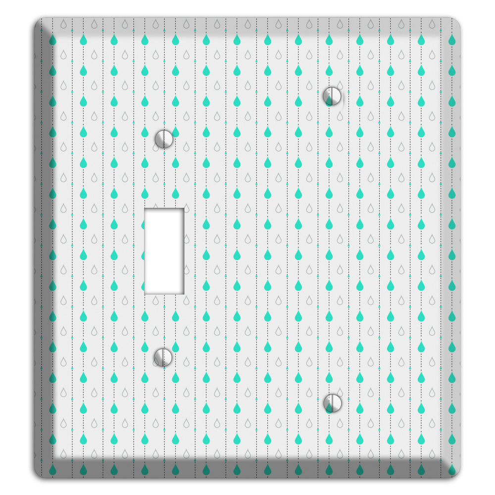 White and Blue Drops Toggle / Blank Wallplate