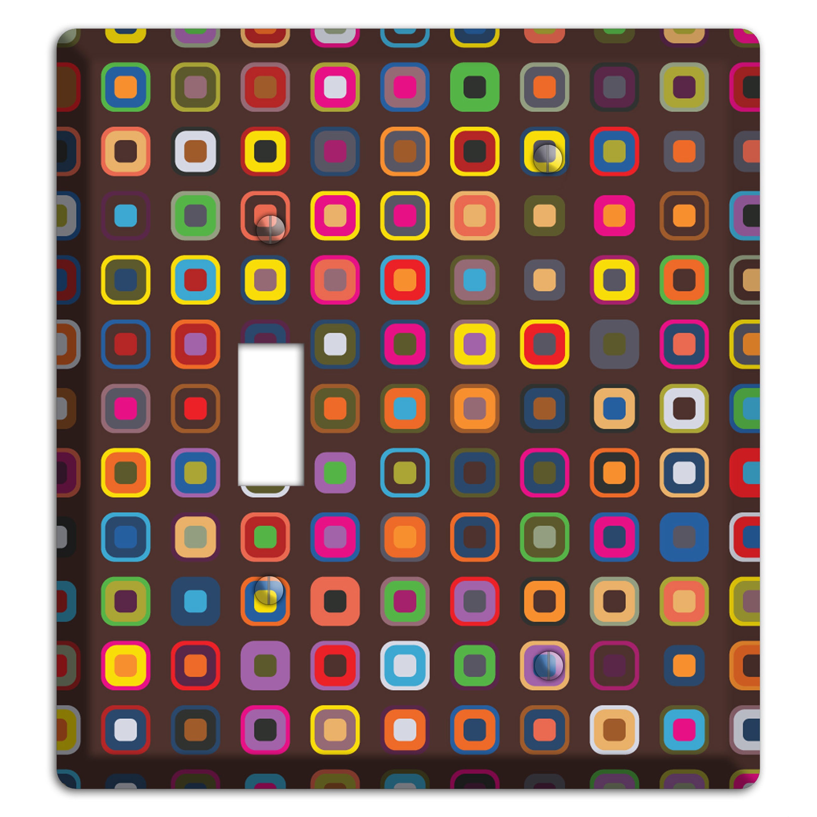Brown with Multi Retro Squares Toggle / Blank Wallplate