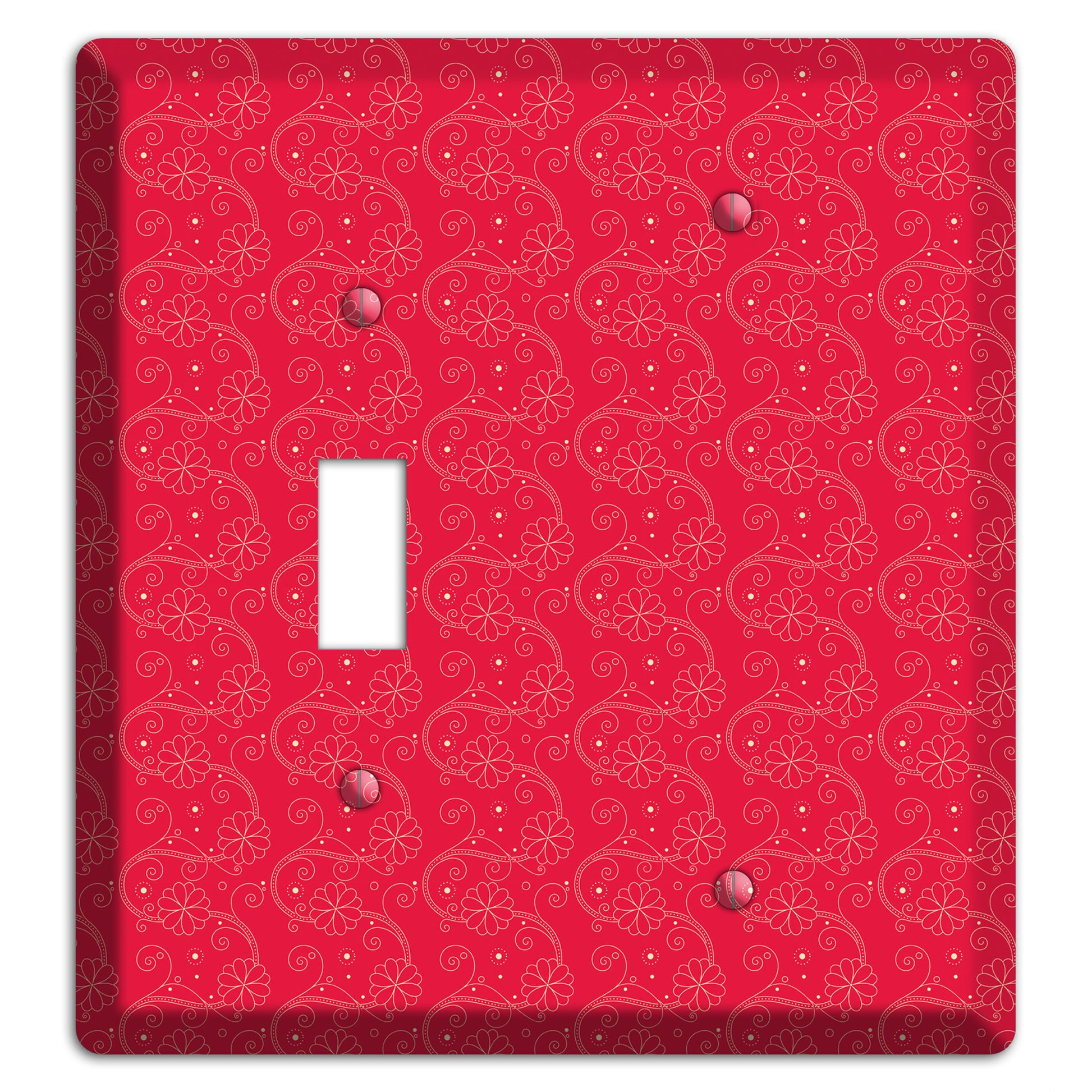 Tiny Red Floral Swirl Toggle / Blank Wallplate