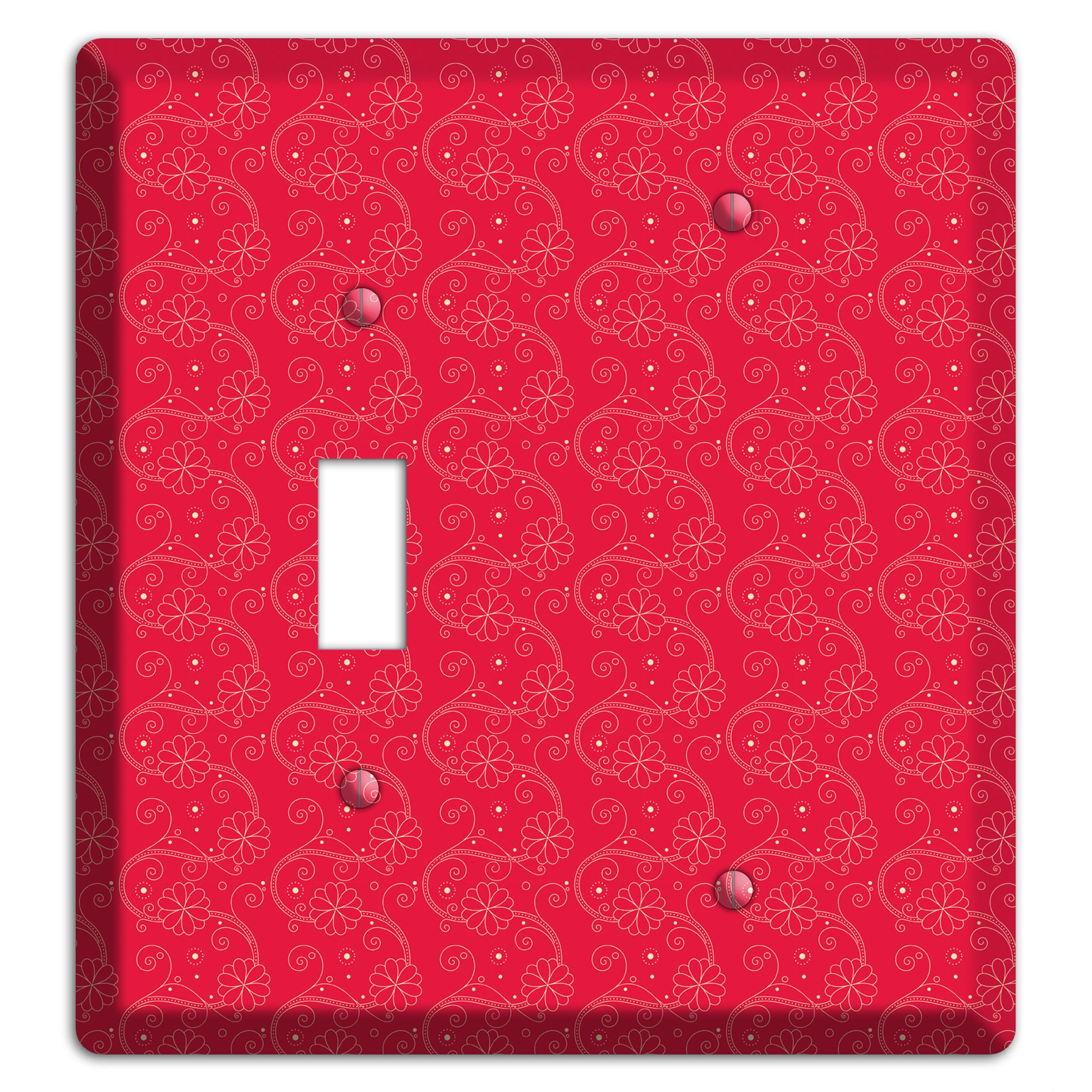 Tiny Red Floral Swirl Toggle / Blank Wallplate