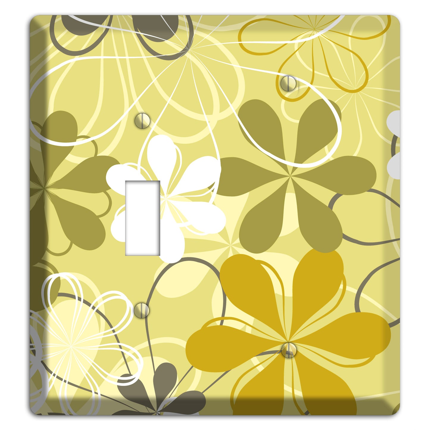 Olive Retro Flowers Toggle / Blank Wallplate