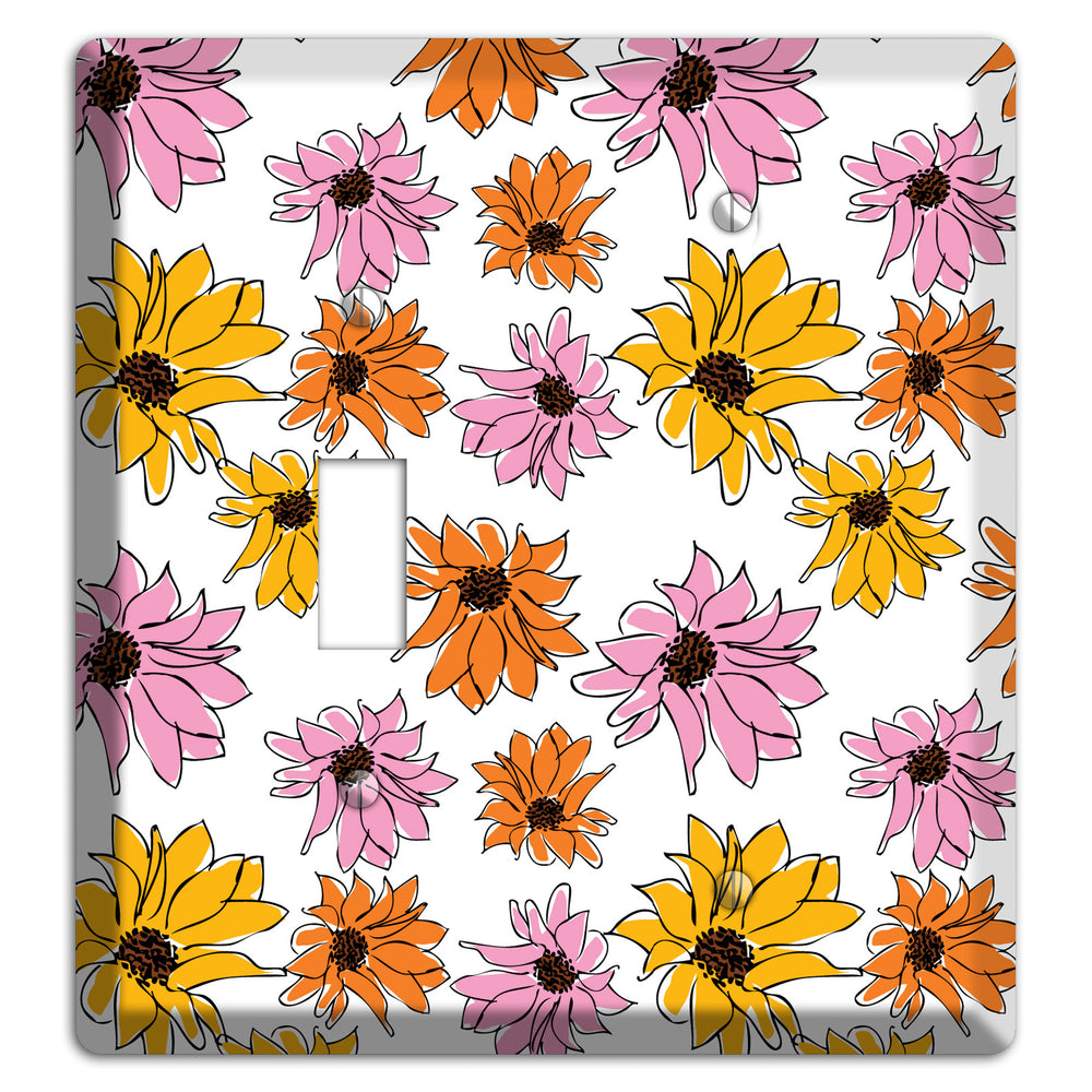 Pink Orange Yellow Flowers Toggle / Blank Wallplate