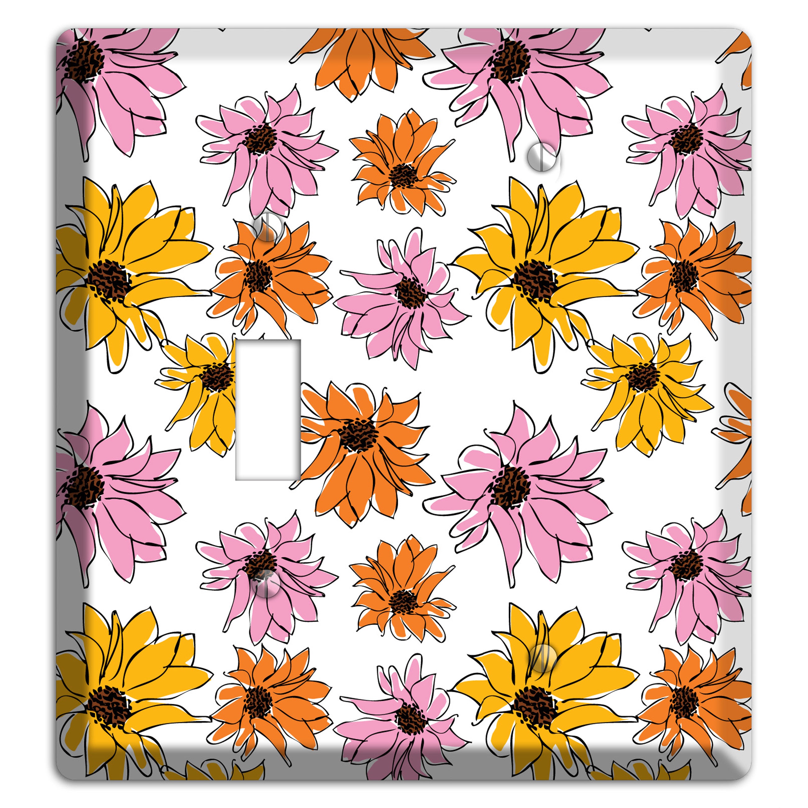 Pink Orange Yellow Flowers Toggle / Blank Wallplate