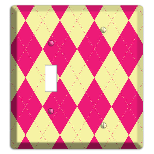 Pink and Yellow Argyle Toggle / Blank Wallplate